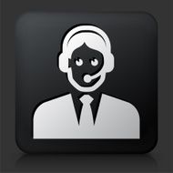 Black Square Button with Customer Service Icon N6