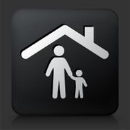 Black Square Button with Family &amp; Home N2