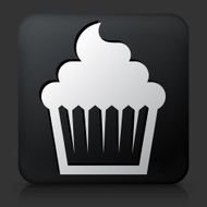 Black Square Button with Cupcake Icon