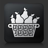 Black Square Button with Pear Basket