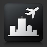 Black Square Button with Vacation Departure