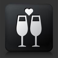 Black Square Button with Champagne Glasses