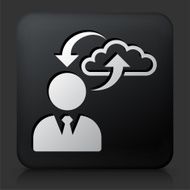 Black Square Button with Cloud Computing Businessman