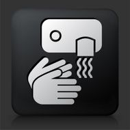 Black Square Button with Drying Hands Icon