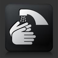 Black Square Button with Washing Hands Icon N2