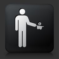 Black Square Button with Money Begging Icon