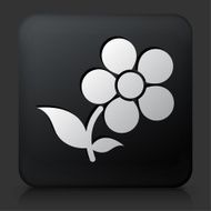 Black Square Button with Flowers Icon N2