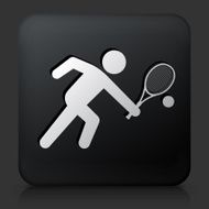 Black Square Button with Tennis Icon N9
