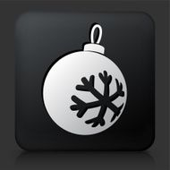 Black Square Button with Christmas Ornament Icon