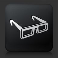 Black Square Button with 3D Glasses Icon N3