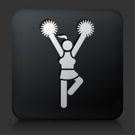 Black Square Button with Cheerleader Icon