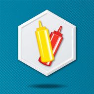 White 3D Hexagon Icon On a Blue Crosshatch Background N36