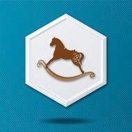 White 3D Hexagon Icon On a Blue Crosshatch Background N39