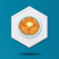 White 3D Hexagon Icon On a Blue Crosshatch Background N41