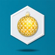 White 3D Hexagon Icon On a Blue Crosshatch Background N43