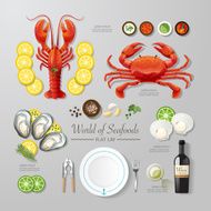 Infographic food business seafood flat lay idea Vector