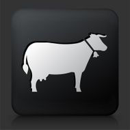 Black Square Button with Cow Icon