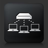 Black Square Button with Computer Connection N3