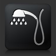Black Square Button with Shower Head Icon