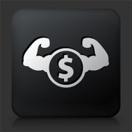 Black Square Button with Tough Money Icon