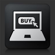 Black Square Button with Online Buying Icon