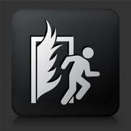 Black Square Button with Fire Escape Icon