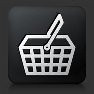 Black Square Button with Shopping Basket