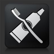 Black Square Button with Tooth Brush &amp; Paste Icon N2