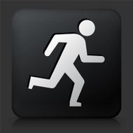 Black Square Button with Running Icon N4