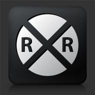 Black Square Button with Rail Road Crossing