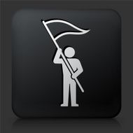Black Square Button with Protest Flag N2