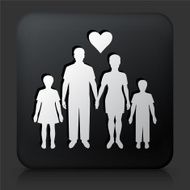 Black Square Button with Big Family Icon N2