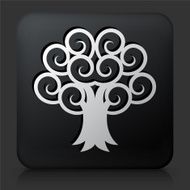Black Square Button with Tree Icon N35