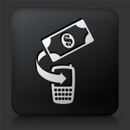 Black Square Button with Money &amp; Telephone Icon N2