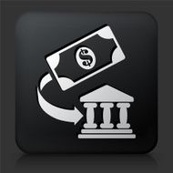 Black Square Button with Money &amp; Bank Icon N2
