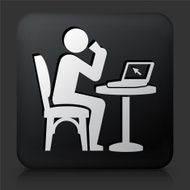 Black Square Button with Drinking &amp; Working N2