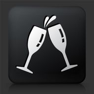 Black Square Button with Celebration Drinks Icon N2