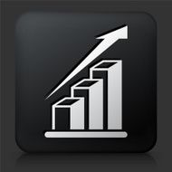 Black Square Button with Increase Graph Icon N2