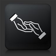 Black Square Button with Hands Touching