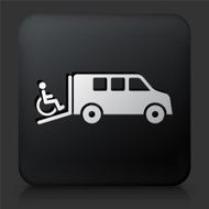 Black Square Button with Medical Transportation