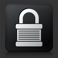 Black Square Button with Padlock