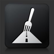 Black Square Button with Fork in the Road N2
