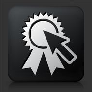 Black Square Button with Award Ribbon and Cursor N2