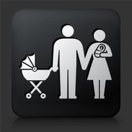 Black Square Button with Family and Baby N2