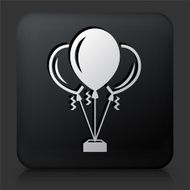 Black Square Button with Balloons Icon N2
