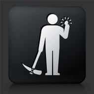 Black Square Button with Stick Figure Mining Icon N3