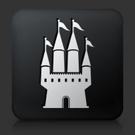 Black Square Button with Castle Icon N15