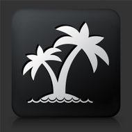 Black Square Button with Island and Palms