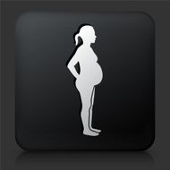 Black Square Button with Pregnant Woman Icon