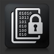 Black Square Button with Computer Security N3